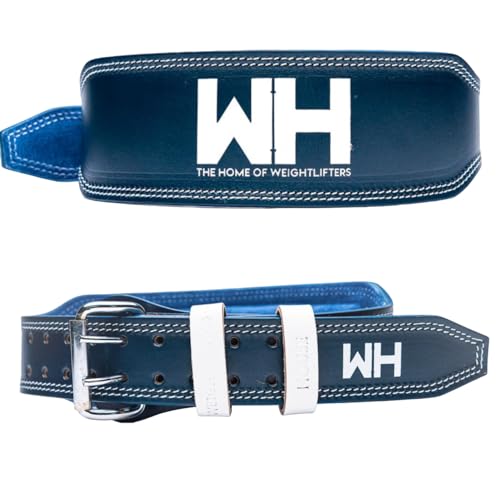 Weightlifting House Elite Leather Belt (Blue & White, L) von Weightlifting House