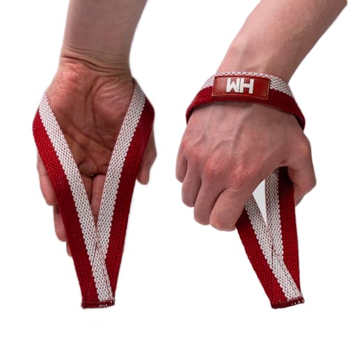 Weightlifting House Handgelenk Bandage, Handgelenkstütze für olympisches Gewichtheben, Fitness Gelenkbandagen für Snatch, Pulls und Deadlifts (Red & White) von Weightlifting House