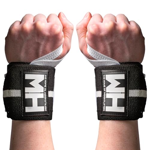 Weightlifting House Wrist Bandage, Wrist Support for Olympic Weight Lifting and Power Lifting, Wrist Supports, 18 Inch / 20 cm Wrist Wraps (Black and White) von Weightlifting House