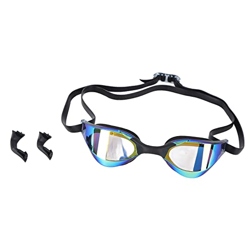 Schwimmbrille, Weiches Silikonband, Auslaufsichere PC-Gläser, Schwimm-Laufbrille, Guter Komfort mit 2 Nasenstützen für das Tägliche Training (Schwarz) von Weikeya