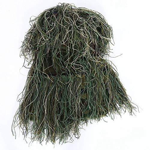 Weikeya 3D Ghillie Deckel,Tactics Jagdbekleidung Scharfschützenanzug Covering Sniper Traning Head Hood Camouflage Gesichtsmaske aus Metall für Camouflage Forest Jagd von Weikeya