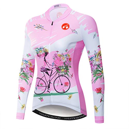 Weimostar Radtrikot Frauen Langarm Bike Shirt Tops Mountain Bicycle Jacket Mädchen Bike Shirts Mit Taschen-Cd5814-Brust für 88 -92CM = Tag M. von Weimostar