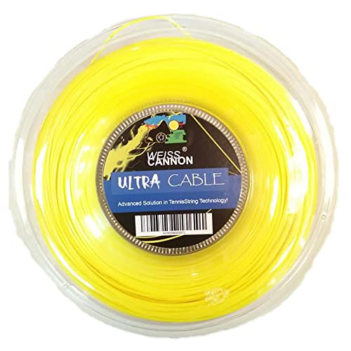 Weiss Cannon Unisex – Erwachsene Ultra Cable Saitenrolle 200m-Gelb Tennis-Saite, gelb von Weiss Cannon