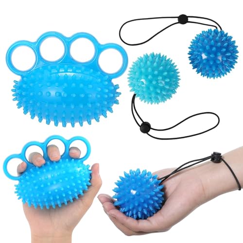 Wekuw 3 Stücke Handtrainer Fingertrainer Ball, Massageball Hand, Handtrainer ball, Knetball für Hände Therapie, für Hände Therapie Arthrose, Finger Training, Lindert Stress, Angstlinderung von Wekuw