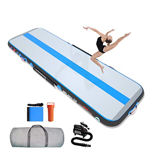 WelandFun Tumbling Matten Aufblasbare Gymnastik 3/4/5/6M Trainingsmatte Kohlefaser Tumble 10/15/20cm Dick Gymnastikmatte Turnmatte Bodenmatte Inflatable Yogamatte Taekwondo Matte with Pumpe von WelandFun