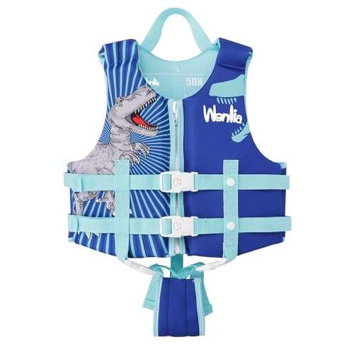 Wenlia Kinder Schwimmweste, Dinosaurier Jungen Kleinkind Schwimmjacke Float Weste Schwimmen Jacke mit Einstellbare Sicherheits Straps Alter 3-8 Jahre / 29-57KG von Wenlia