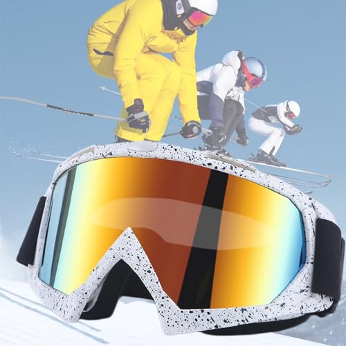 Weploda Unisex Skibrille Otg, Motocross Brille, Antibeschlag-Uv-Brille, Snowboard Anti Fog Skibrillen, Gummibandverstellung, integrierter bequemer Schwamm, Geeignet zum Skifahren, Radfahren usw von Weploda