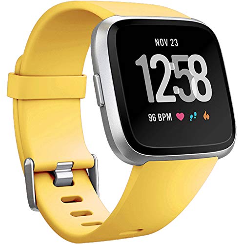 Wepro Armbänder, kompatibel mit Fitbit Versa Smartwatch und Versa Lite SE Armbanduhr für Damen, Herren, klein und groß, mehrfarbig, Damen, Mango Yellow, Small 5.5"-7.2" von Wepro