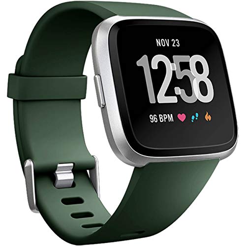 wepro für Fitbit Versa Bands Ersatz für Frauen Herren Klein Groß, Sport Armbanduhr Band für Fitbit Versa Smartwatch, 12 Farben, #04-Dark Green, Small 5.5"-7.2" von Wepro
