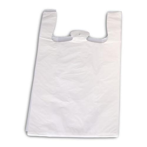 Hemdchen-Tragetasche, Plastiktüte, HDPE, Weiß, geblockt, 280 + 140 x 480 mm 13 my, 2000 Stück von Wertpack