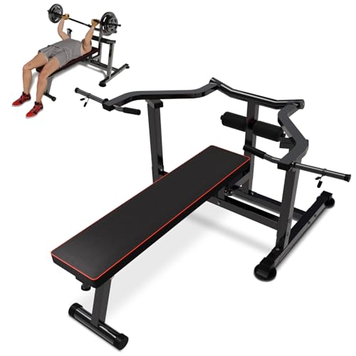 Wesfital Bankdrücken-Set, Brustpresse, Bankmaschine mit unabhängigen zusammenlaufenden Armen, verstellbar, flach geneigt, Bankdrücken mit Hantelablage für Brust, Arm und AB-Workouts Heim-Fitnessgeräte von Wesfital