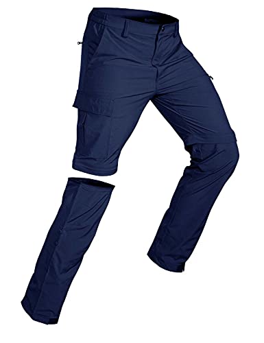 Wespornow Herren Zip-Off-Wanderhose-Abnehmbar-Trekkinghose, Atmungsaktiv Outdoorhose Arbeit Hosen Schnell Trockend Sommer Funktionshose mit 5 Taschen (Navy, XXL) von Wespornow