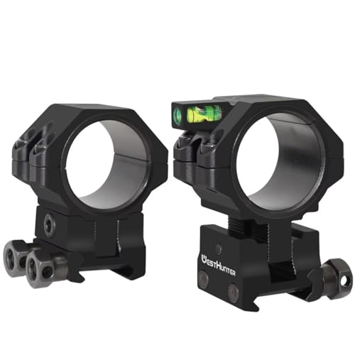WestHunter Optics Precision Picatinny Scope Rings, 34 mm Tube Adjustable Height Scope Mount with Bubble Level, 30 mm & 25.4 Adapter | Black von WestHunter