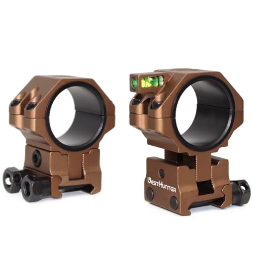 WestHunter Optics Precision Picatinny Scope Rings, 34 mm Tube Adjustable Height Scope Mount with Bubble Level, 30 mm & 25.4 Adapter | Brown von WestHunter