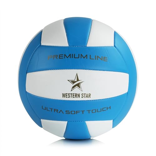 Western Star Outdoor-Volleyball – Offizielle Größe – Soft-Touch-Volleyball – Strandvolleyball – hochwertiges und langlebiges Design – Outdoor-Volleyball (Hellblau und Weiß) von Western Star