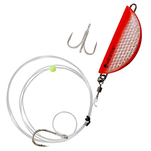 Westin Halibut Anti Twist Rig, Heilbuttvorfach, Blei in 350g oder 450g, Zwei Farben, Länge 190cm, Einzelhaken 7/0, Drilling 3/0, Schnur 1,00mm (Orange Flash, 350g) von Westin