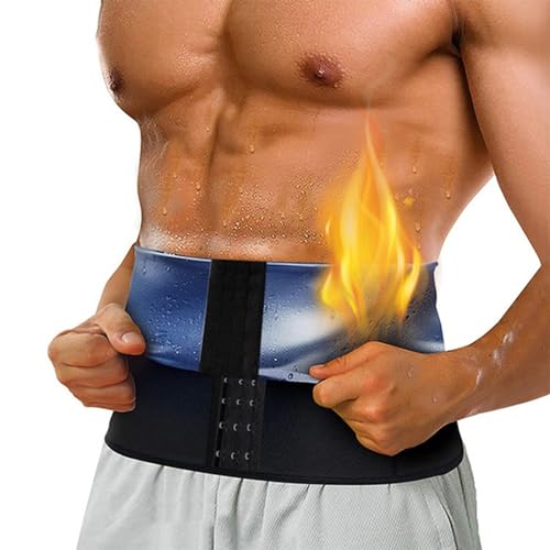 Bauchweggürtel Herren, Waist Trainer Herren Zum Abnehmen, Verstellbarer Sauna Bauchweggürtel Zum Abnehmen, Schwitzgürtel Bauch Bauchfett Weg Gürtel, L/XL,Blue von Weyot