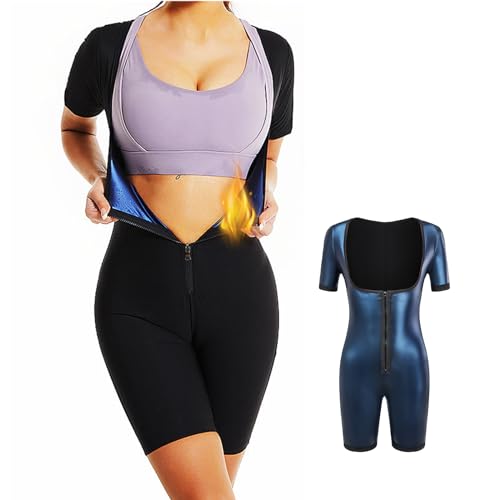 Weyot Saunaanzug Damen, Schwitzanzug Zum Abnehmen, Damen-Bodysuit Schweiß-Taillentrainer Overall Schlanker Fettverbrennender Body Shaper Für Lauf-Fitness,3XL,Black von Weyot