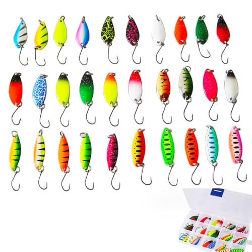 30 Stück Spinner, Forellenangeln, Blinker Wobbler Spinner Angeln Set, Spinner Angelköder Set, Kunstköder zum Angeln Fishing Spinner, Forellenlöffel-Set, Forellenköder, für Hecht, Bass von Weyying