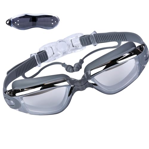Wezalget Schwimmbrillen, Schwimmbrillen, Wasserdichte HD-Galvanikbrille mit großem Rahmen für Erwachsene, UV-Schutz, keine auslaufende Schwimmbrille für Männer, Frauen, Jugendliche von Wezalget