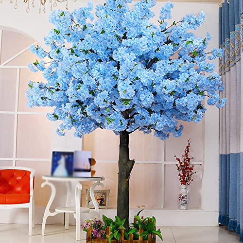 WgGUIF Artificial Cherry Blossom Trees,Blue Cherry Blossom Tree Sky Fake Sakura Real Wood Stems for Modeling Landscape Wedding Party Decor 3.5x3.5m/11.5x11.5ft von WgGUIF