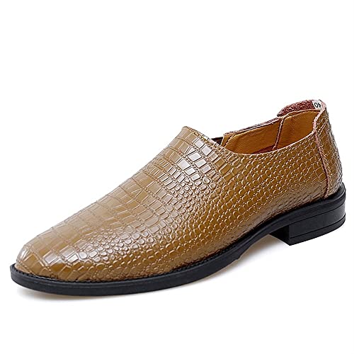 WgGUIF Herren-Loafer-Schuhe, Mokassins, Schuhe mit Krokodildruck, einfarbig, Leder, leicht, flexibel, rutschfest, für den Außenbereich von WgGUIF