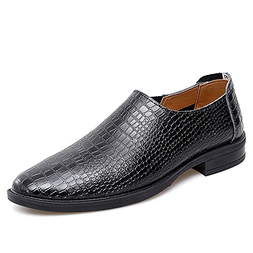 WgGUIF Herren-Loafer-Schuhe, Mokassins, Schuhe mit Krokodildruck, einfarbig, Leder, leicht, flexibel, rutschfest, für den Außenbereich von WgGUIF