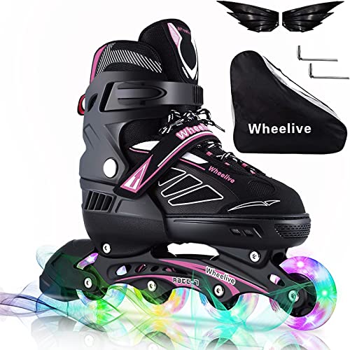Wheelive Verstellbare Inline Skates für Kinder und Erwachsene, Rollschuhe Performance mit Vollen Lichträdern Ideal für Jungen Mädchen Männer Frauen von Wheelive