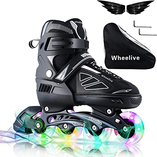 Wheelive Verstellbare Inline Skates für Kinder und Erwachsene, Rollschuhe Performance mit Vollen Lichträdern Ideal für Jungen Mädchen Männer Frauen von Wheelive