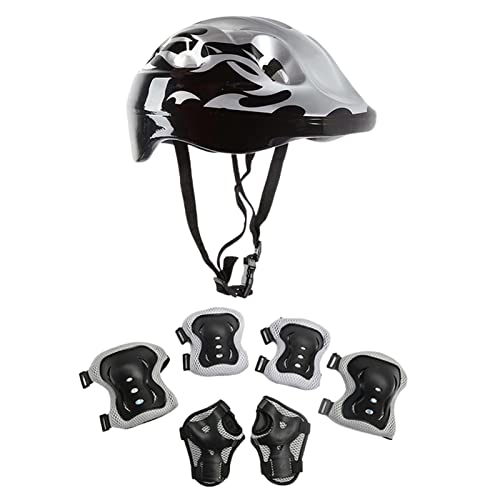 Skateboard-Schutz-Set – 7-teilige Sicherheitsausrüstung für Inlineskaten | Verstellbarer Skateboard-Helm mit Knie- und Ellenbogenschützern, Schutzausrüstung für Rollschuhe und Roller von Whnbuij