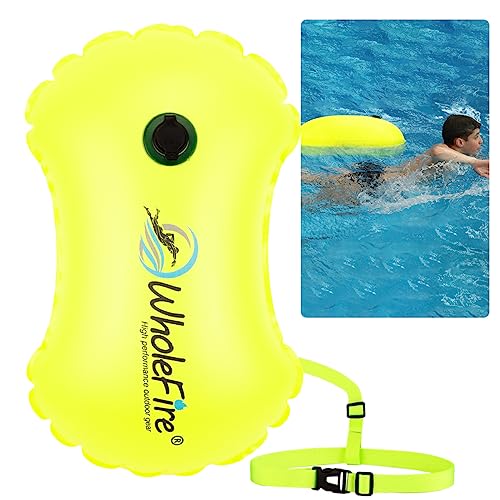 WholeFire Schwimmboje, 15 l, wasserdicht, aufblasbar, für Wassersport, Schwimmer, Triathleten, Kajakfahrer und Schnorchler von WholeFire