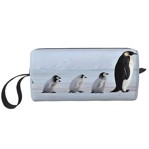 Kosmetiktasche mit fünf Pinguinen-Aufdruck, tragbar, wasserdicht, Aufbewahrungstasche, Reise-Kulturbeutel, Organizer-Tasche für Damen, weiß, Einheitsgröße von WiNwon