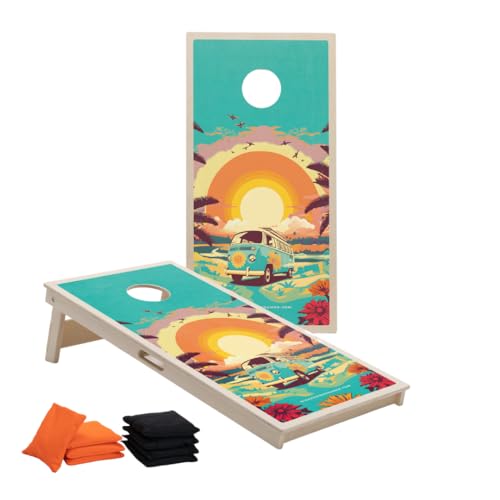 Cornhole Set – 120 x 60 cm – Wicked Wood – Offizielle ACL-Empfehlung – Enthält 2 x 4 Taschen - Für Outdoor (Hippy Design) von Wicked Wood Games