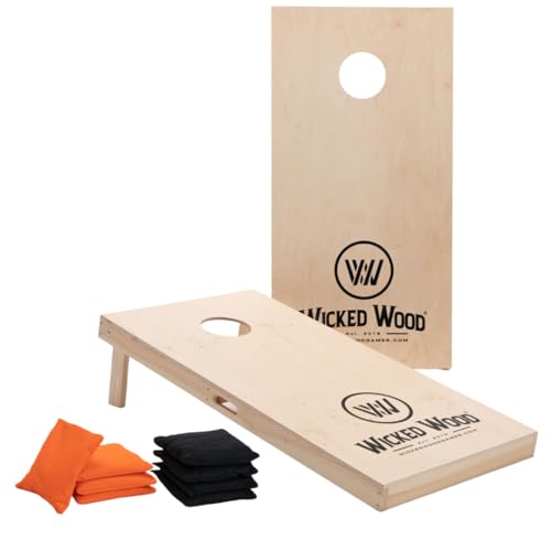 Cornhole Set – 120 x 60 cm – Wicked Wood – offiziell ACL-lizensiertes Set of Boards – Enthält 2 x 4 Taschen - Für Outdoor (Wicked Wood ACL Rec 120x60 Cornhole Set) von Wicked Wood Games
