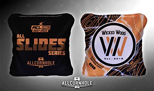 Wicked Wood Games Pro Bags - All-Slide Cornhole Bags - 1x4 - ACL Pro - Saison 2023 (Orange) - Nach Offiziellen ACL Standards von Wicked Wood Games