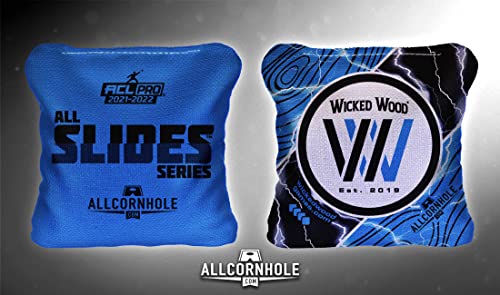 Wicked Wood Games Pro Bags - All-Slides Cornhole Bags - 1x4 - ACL Pro - *2023* Saison *(Blau) - Nach Offiziellen ACL Standards von Wicked Wood Games