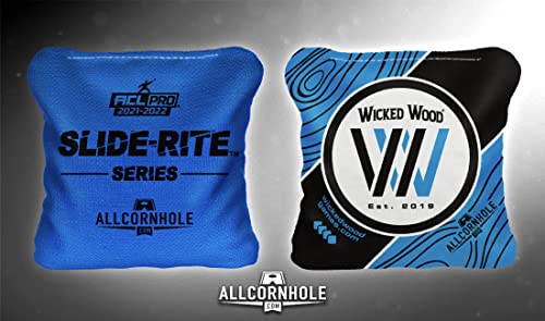 Wicked Wood Games Pro Bags - Slide-Rite Cornhole Bags - 1x4 - ACL Pro - Saison 2023 (Blau) - Nach Offiziellen ACL Standards von Wicked Wood Games