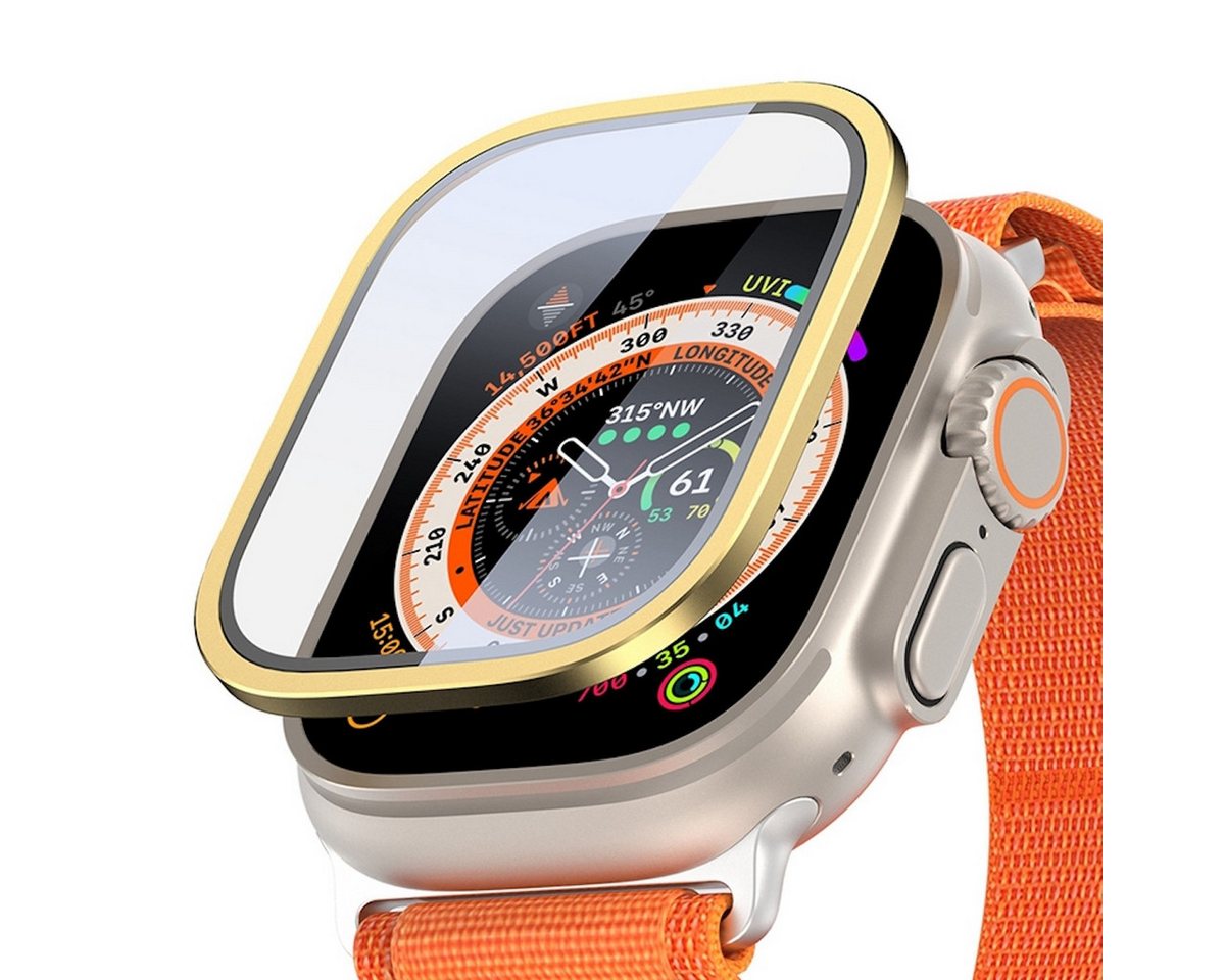 Wigento Smartwatch-Hülle Für Apple Watch Ultra 1 + 2 49mm Aluminiumlegierung Hülle + Hart Glas von Wigento