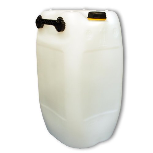 plasteo® 60L Getränke- Wasserkanister Natur mit Schraubdeckel (DIN 71) | Lebensmittelecht | Tragbar mit 3 Griffen | Indoor und Outdoor | BPA Frei von plasteo