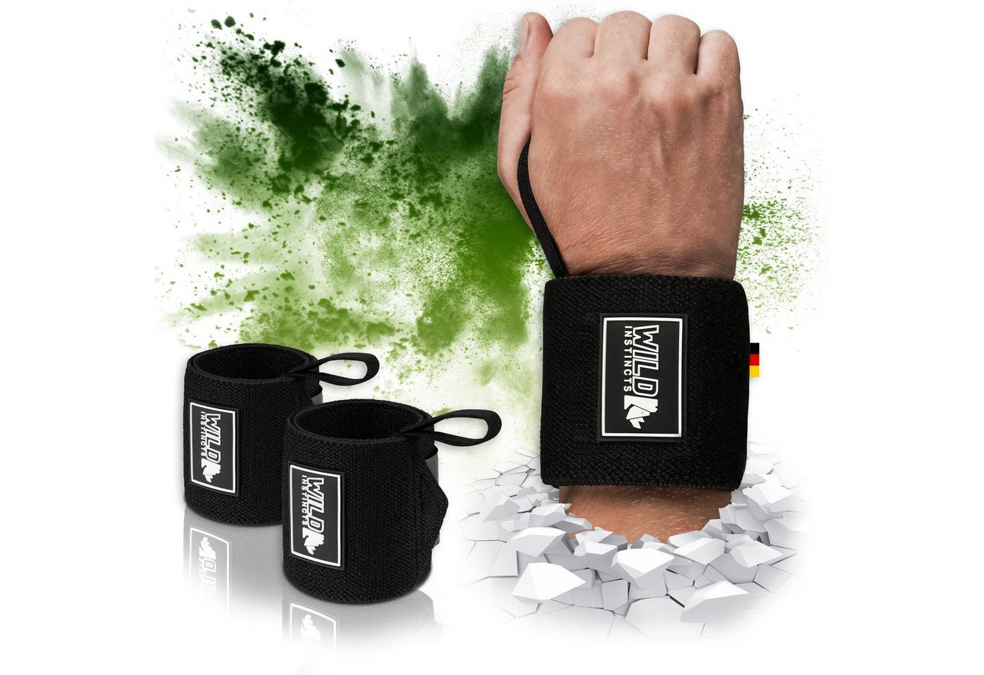 Wild Instincts Handgelenkbandage Handgelenkbandage / Wrist Wraps für Fitness, Kraftsport, Calisthenics (2er Set), Fingerschlaufe von Wild Instincts