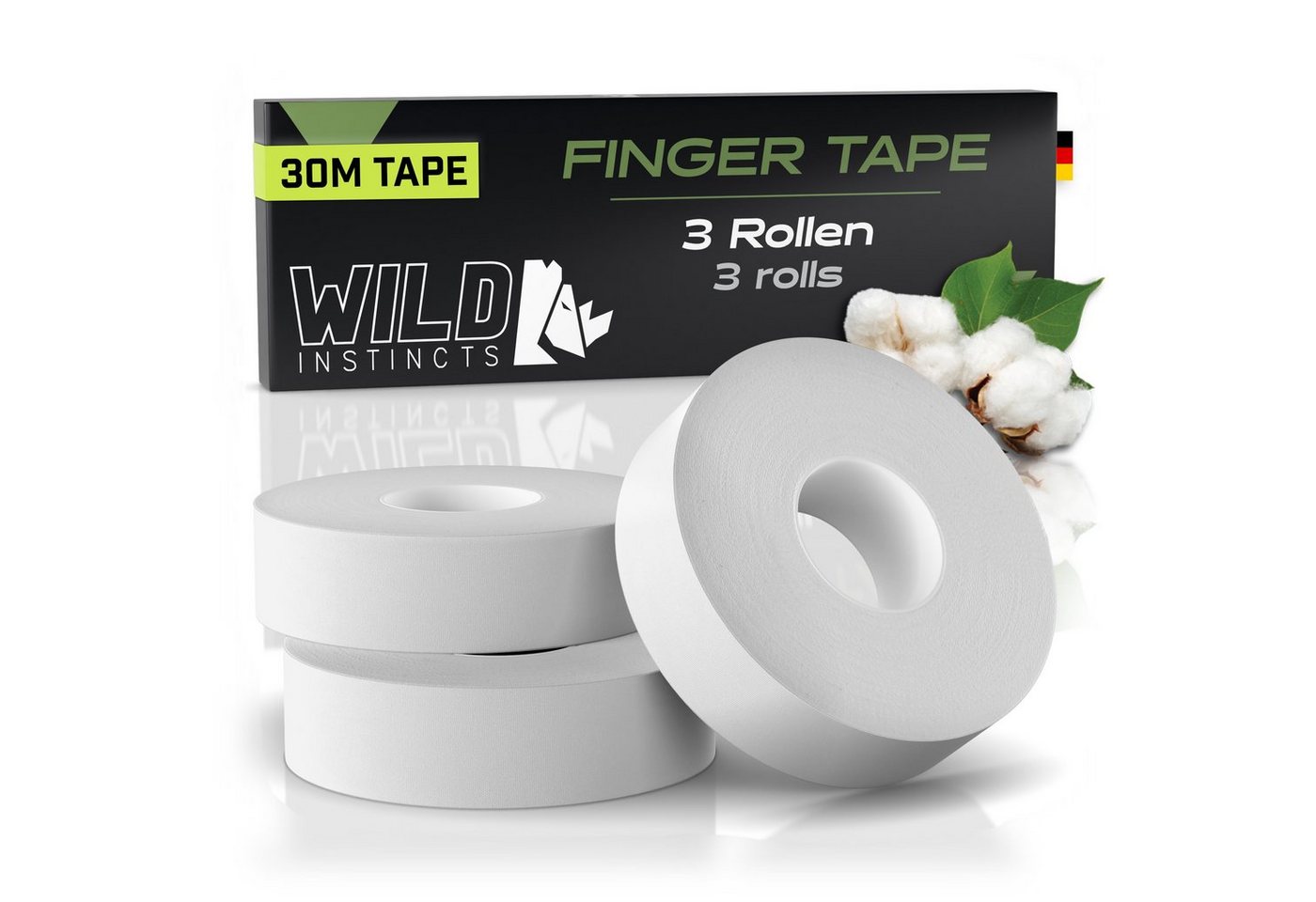 Wild Instincts Kinesiologie-Tape Finger Tape (Set, 3-St) Pro Rolle: 10 Meter, 1,5cm Breite von Wild Instincts