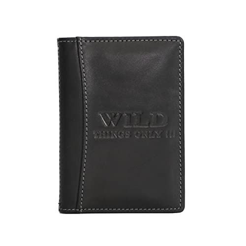 RFID Schutz - Kreditkartenmappe von Wild Things Only !!! - echt Leder Brieftasche Dokumentenmappe Ausweismappe Führerscheinmappe (Schwarz) - präsentiert von ZMOKA® von Wild Things Only !!! - präsentiert von ZMOKA