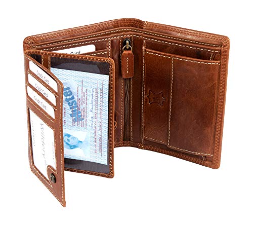 Wildery® Geldbörse für Herren aus Leder mit RFID Schutz im Hochformat in Braun | Geldbeutel | Portmonee | Portemonnaie /#WI108C von Wildery
