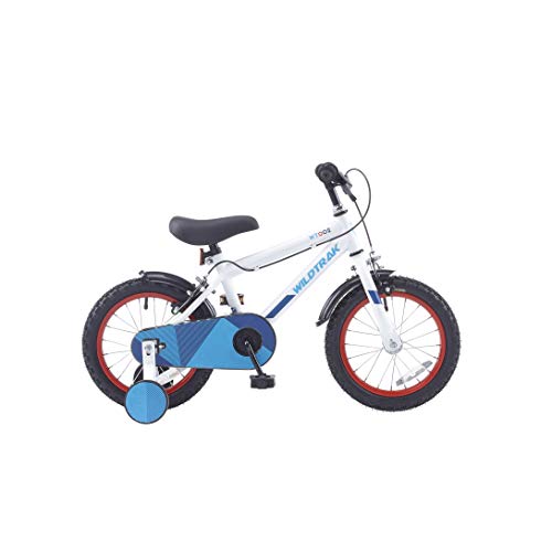 Wildtrak - 14 Zoll Fahrrad für Kinder von 3-5 Jahren mit Stützrädern – Weiß/Blau von Wildtrak