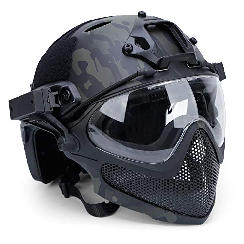 Will Outdoor Integrierter taktischer Airsoft PJ-Helm F22, Vollgesichtsschutzhelm mit Abnehmbarer Maske und Schutzbrille. von Will Outdoor