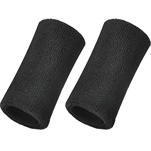 WILLBOND 15,2 cm (6 Zoll) Sport-Armbänder, elastisch, aus Baumwolle, für Sport, 2 Stück (schwarz) von WILLBOND