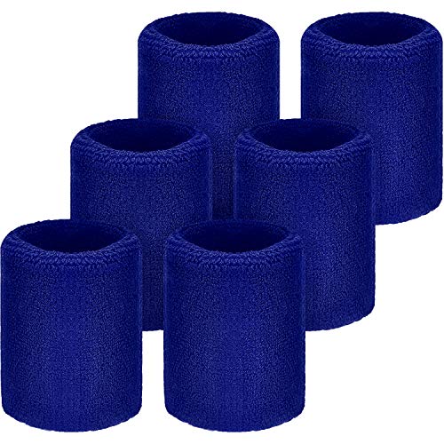 WILLBOND 6 Stück Handgelenk-Schweißbänder für Fußball, Basketball, Laufen, athletische Sportarten (blau) von WILLBOND