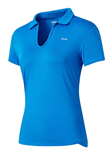 Willit Damen Golf-Polo-Shirt, kurzärmelig, UPF 50+, Tennis, Laufen, Athletic, Dri Fit, Tops, Brillantblau, S von WILLIT