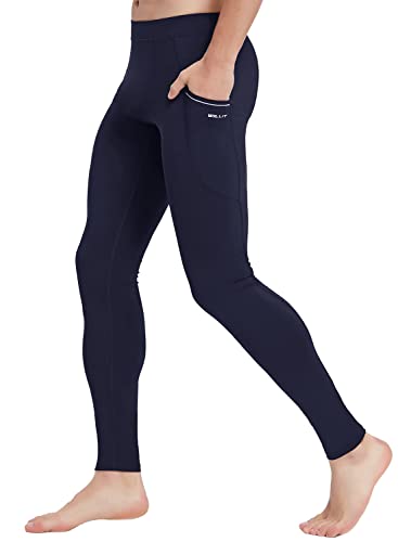 Willit Herren Athletic Yoga Leggings Training Workout Sport Hose Athletic Dance Tights Seitentaschen, Herren, violett, Large von WILLIT