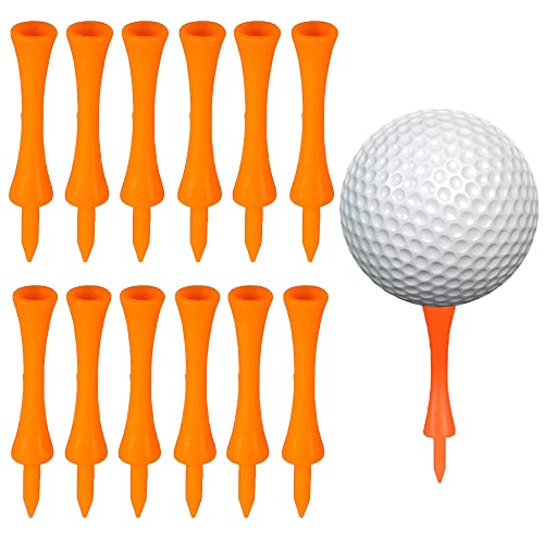Willoo 70 Stück 70mm Orange Kunststoff Golf Tees, Orange Golf Tee, Golf Tees Kunststoff Lang Kurz, Kunststoff Golftees Hohl Wiederverwendbar für Golffahrer Trainieren (Orange) von Willoo